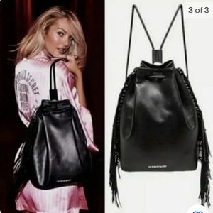 Victoria's Secret Fashion Show Fringe Backpack Black--NWT